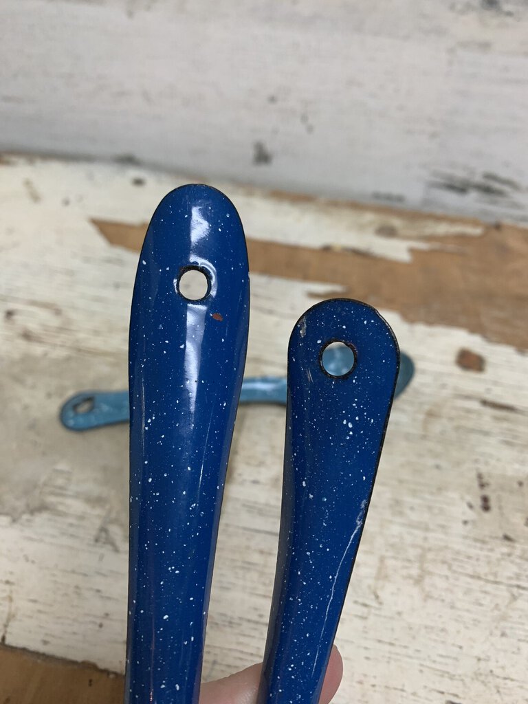 Vintage Blue Speckled Enamel Enamelware Spoon Teaspoons and Tablespoon