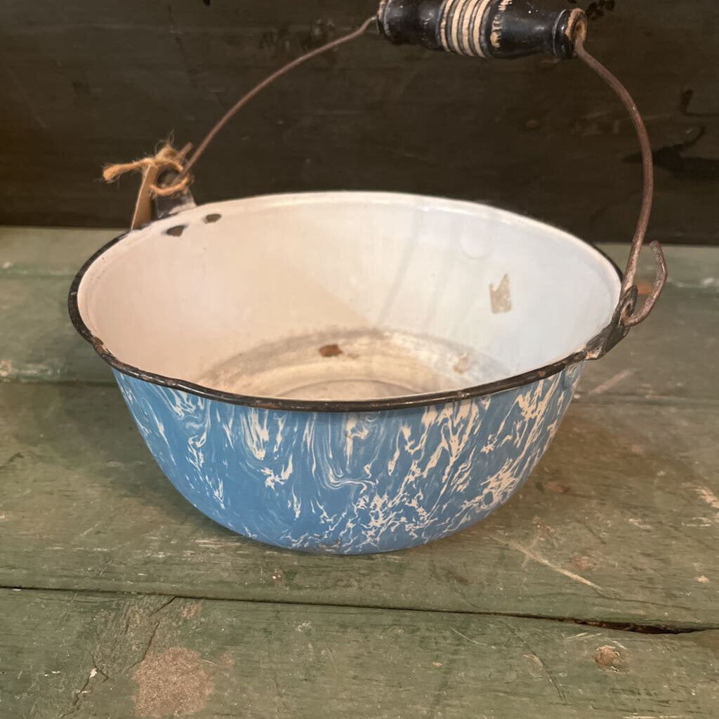 VINTAGE BLUE SPECKLED GRANITEWARE DISH PAN TUB BASIN