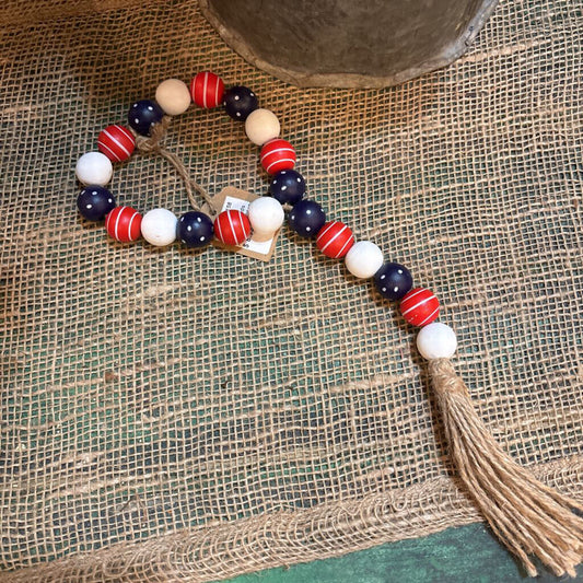 WOODEN PATRIOTIC LOOPED BEADS