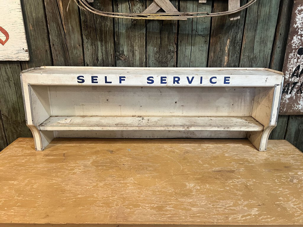 VINTAGE GAS STATION SELF SERVE OIL SHELF WITH LIGHT