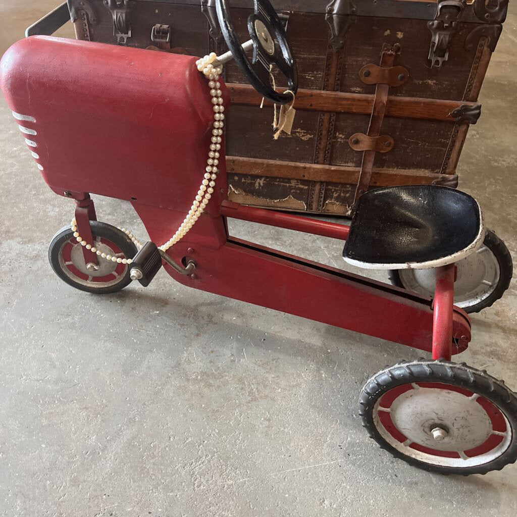 VINTAGE TRACTOR PEDAL CAR RED METAL