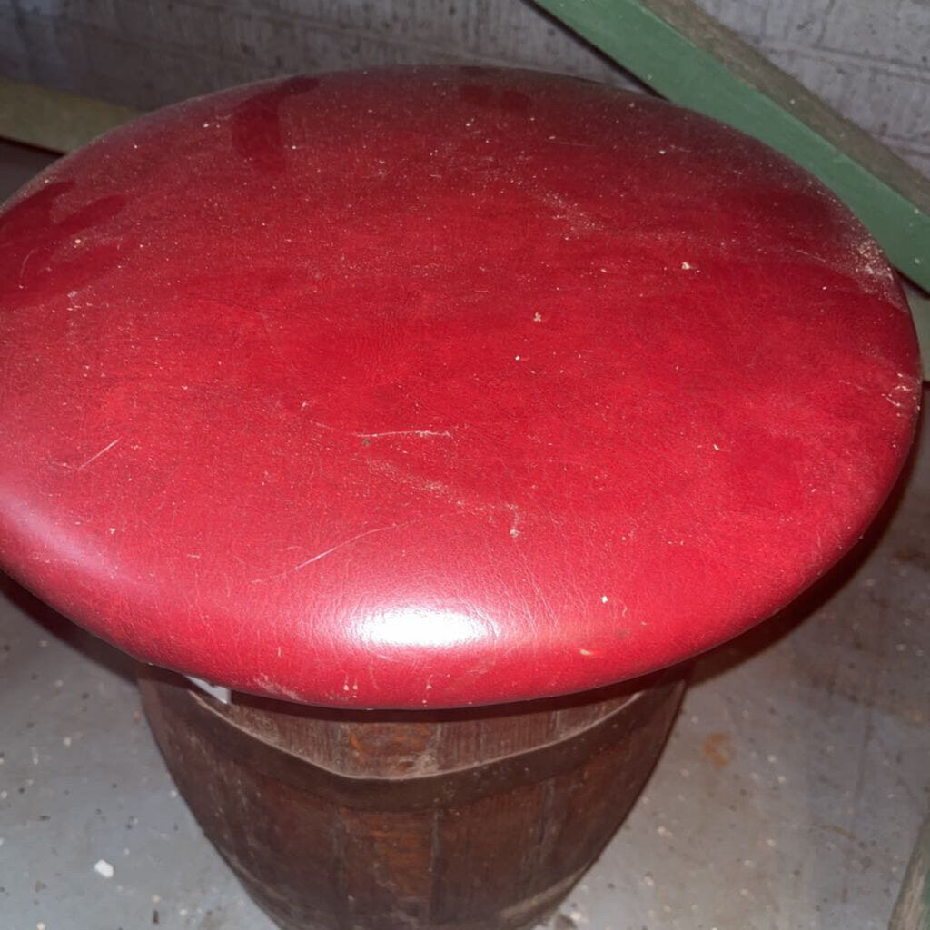 VINTAGE WOOD BARREL STOOL