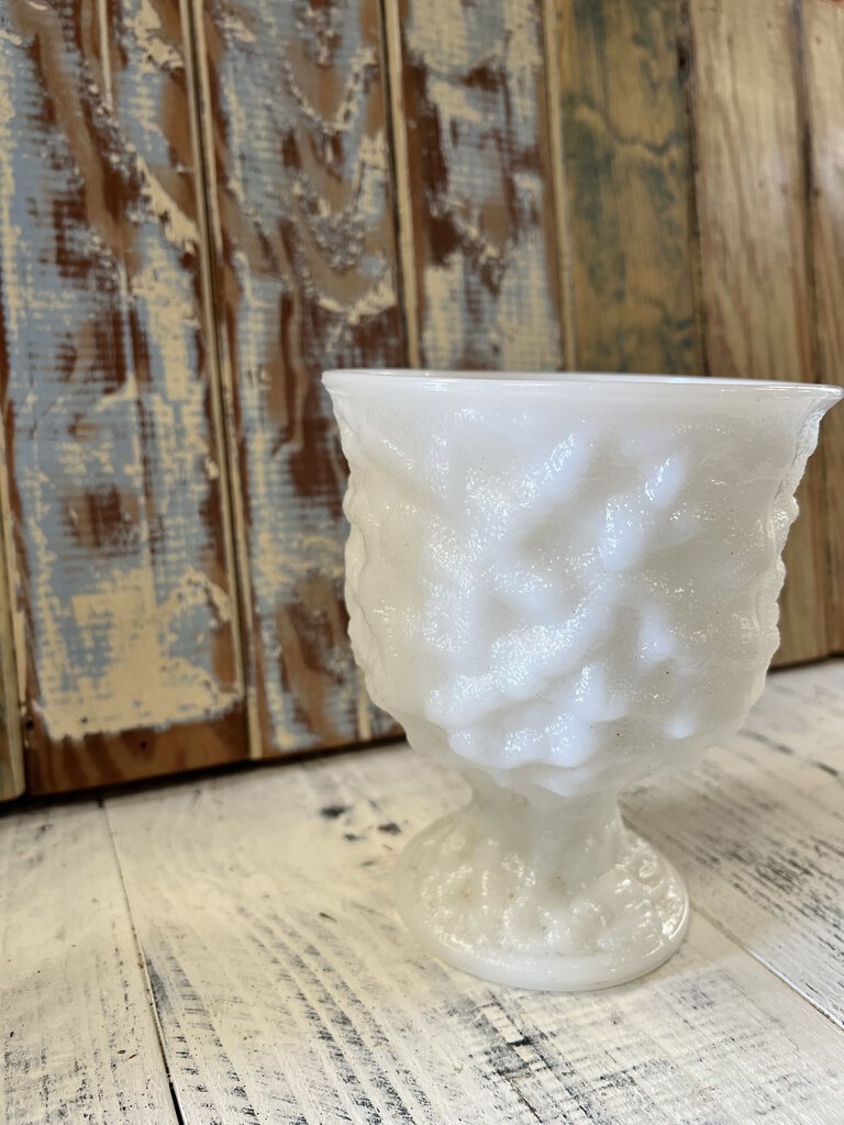 EO BRODY MILK GLASS PEDESTAL VASE