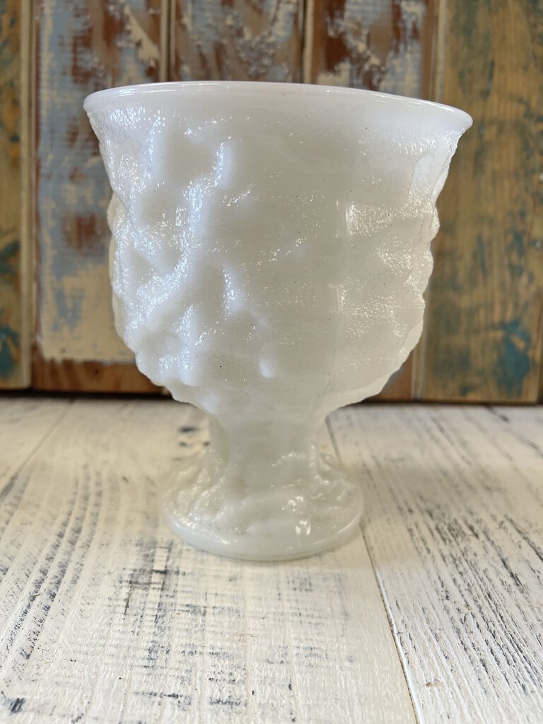 EO BRODY MILK GLASS PEDESTAL VASE