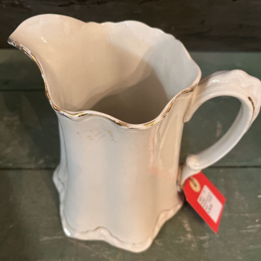 W.C. CO. WHITE AND GOLD PITCHER WITH HANDLE