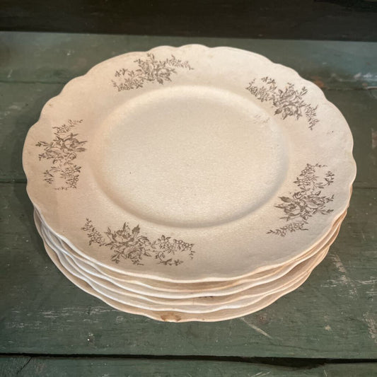 HOME LAUGHLIN PLATES 9" GOLD LEAF OF IRONSTONE SET OF 6