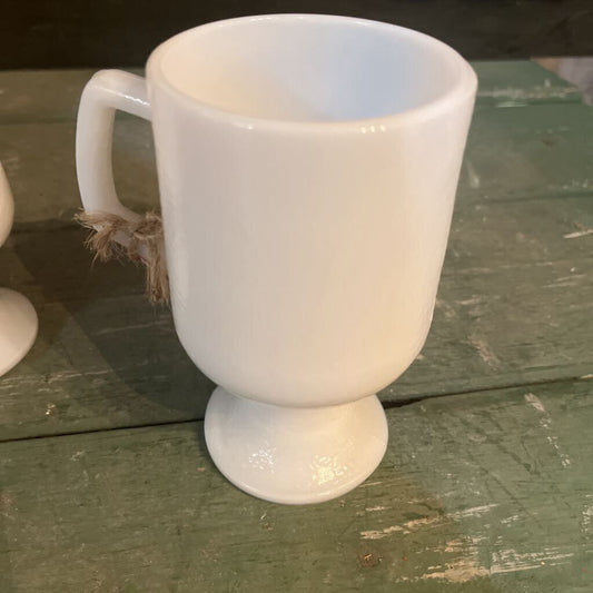 VINTAGE MILK GLASS FOOTED MUG