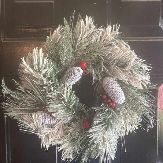 Snow Pine/berry Wreath, None, Size: None