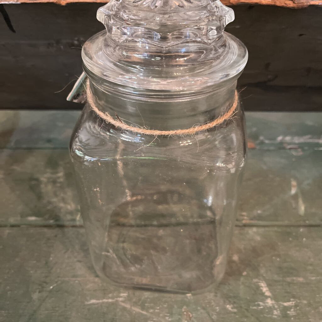 VINTAGE LARGE GLASS JAR WITH LID