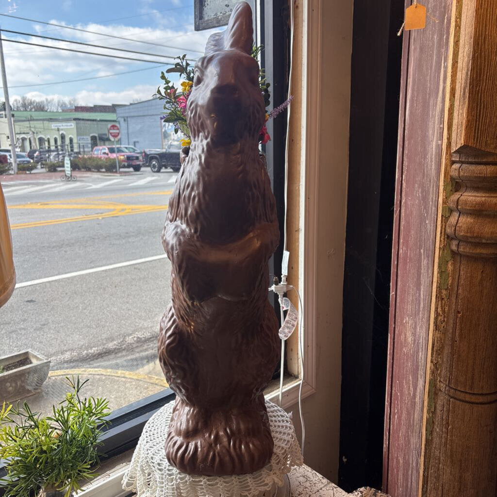 RESIN CHOCOLATE BUNNY WITH BASKET
