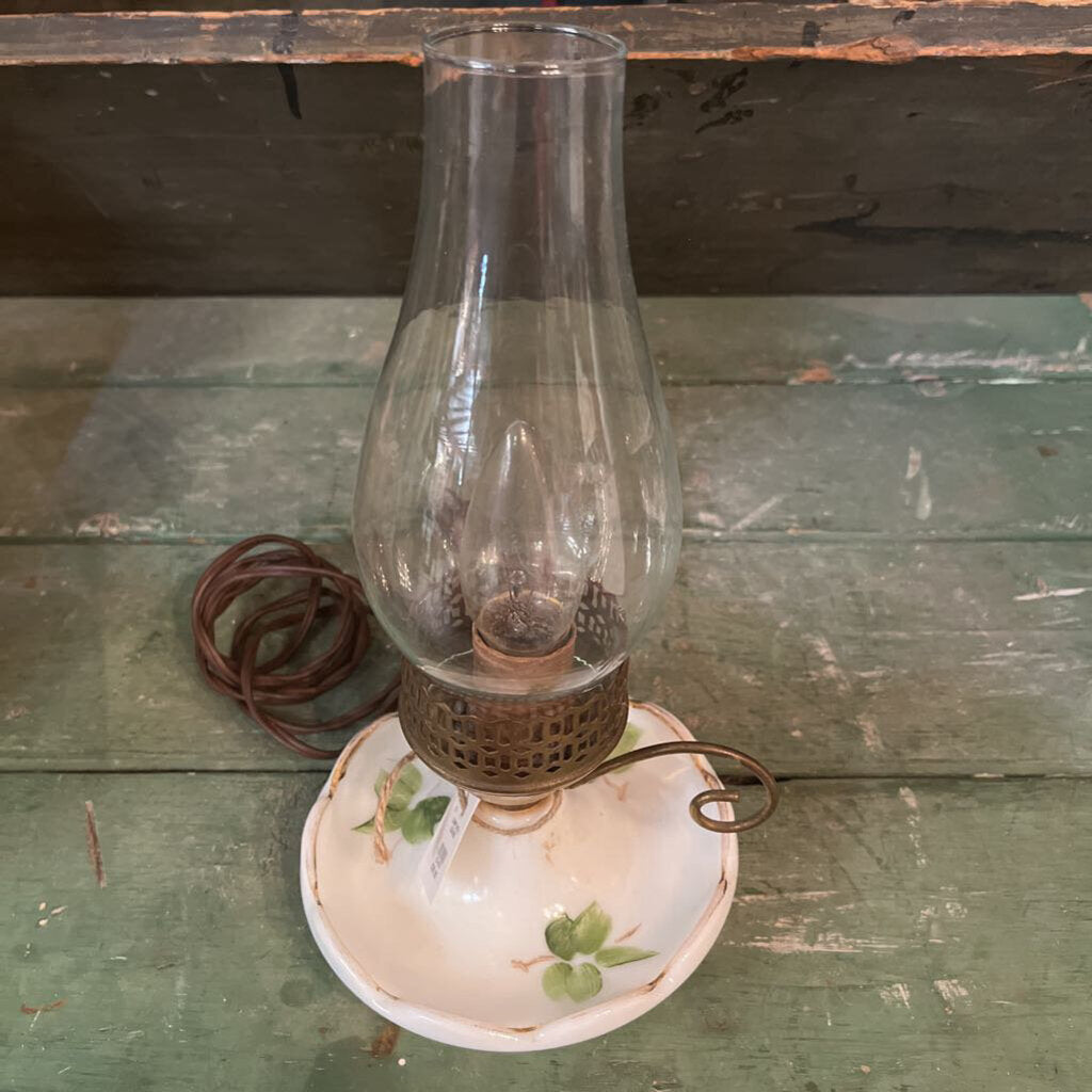 CORDED LAMP WITH PAINTED LEAVES