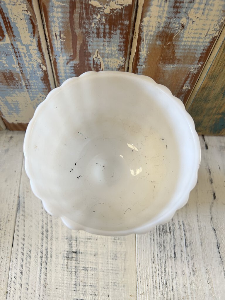 MILK GLASS RIBBED COMPOTE DISH