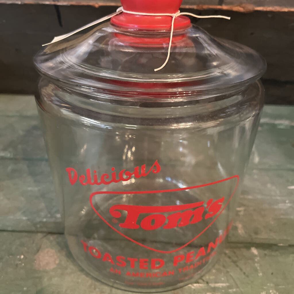 TOM'S TOASTED PEANUTS GLASS JAR WITH LID ORIGINAL