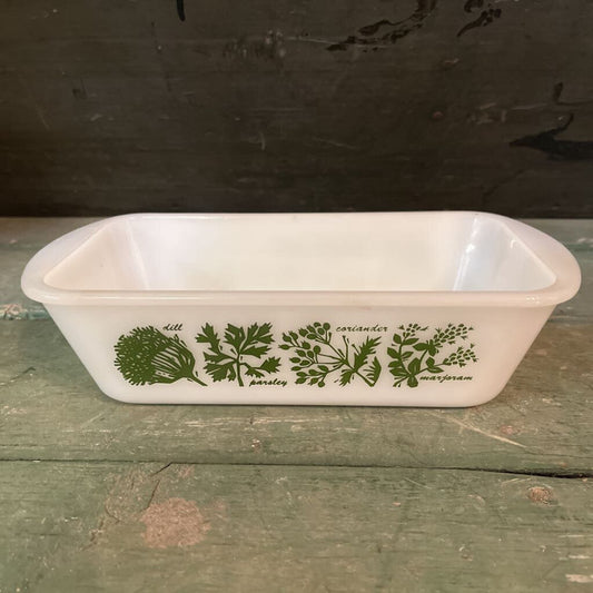 GLASBAKE LOAF PAN GARDEN HERB PATTERN