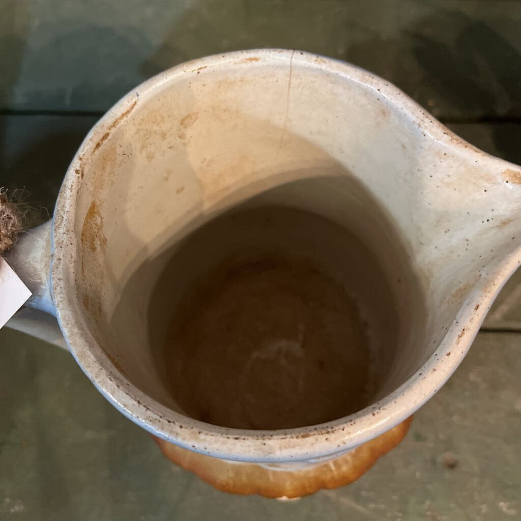 DUTCH BLUE AND BROWN WINDMILL STONEWARE PITCHER