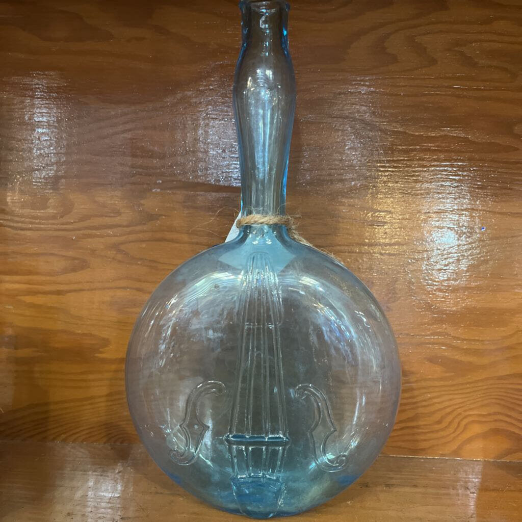 HANDBLOWN BLUE BANJO BOTTLE