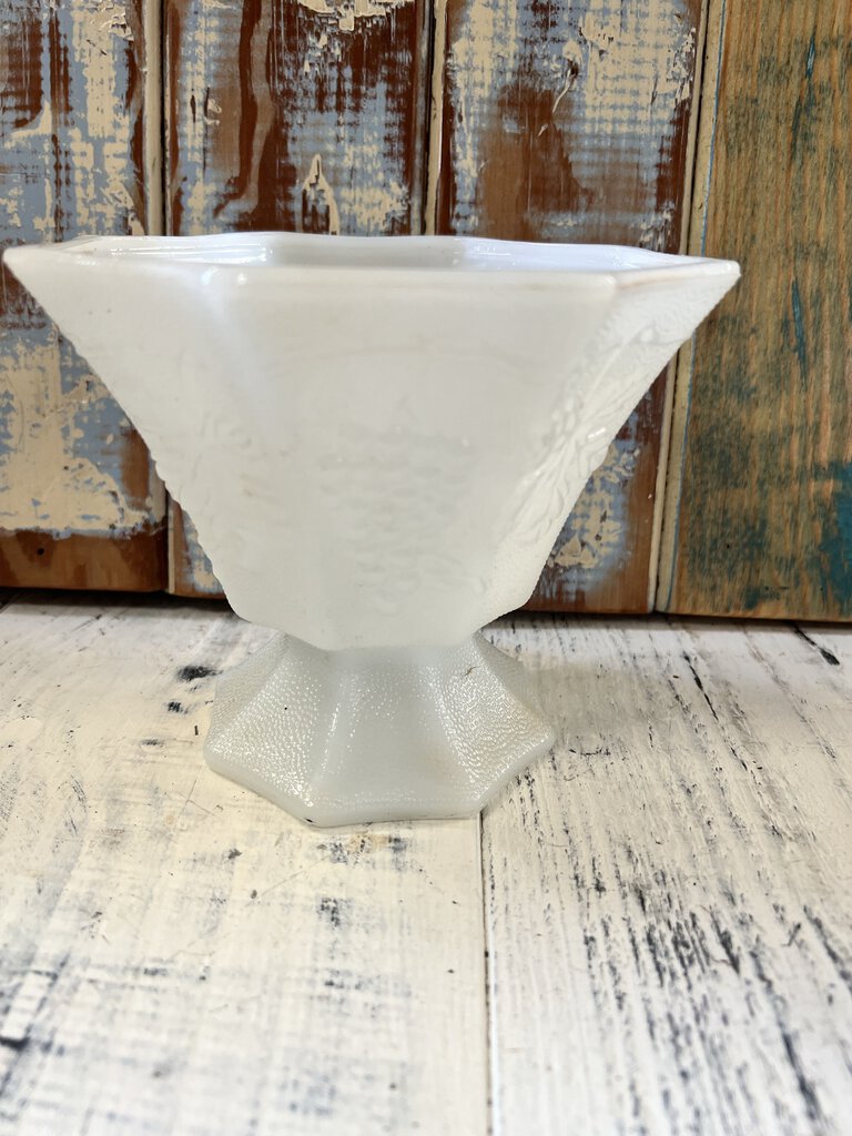 MILK GLASS PEDESTAL COMPOTE BOWL