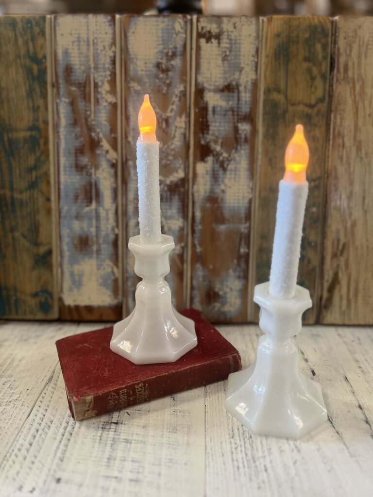 PAIR VINTAGE ANCHOR HOCKING CANDLE STICKS