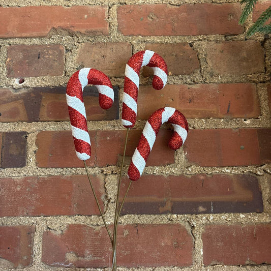 GLITTER CANDY CANE PICK