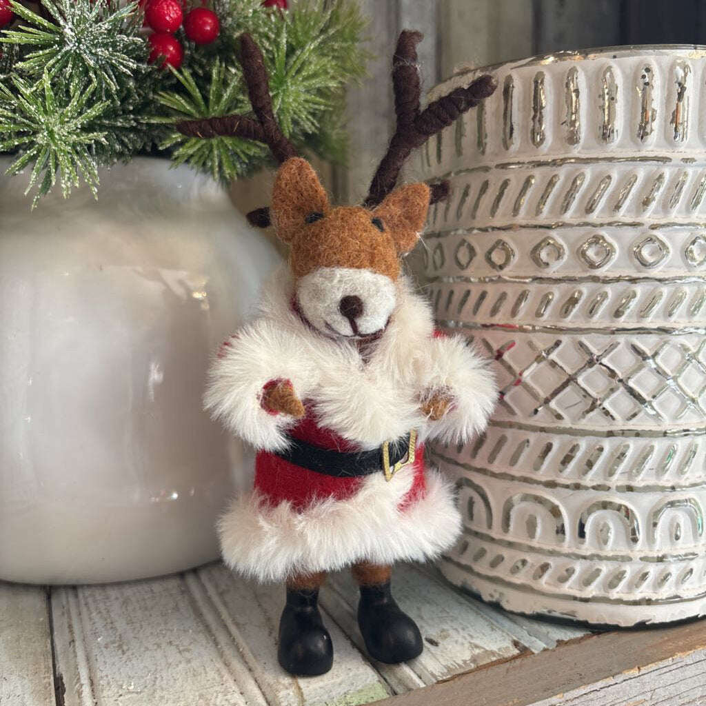 SANTA REINDEER FELT ORNAMENT