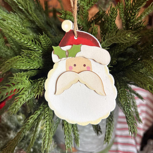 WOODEN SANTA ORNAMENT