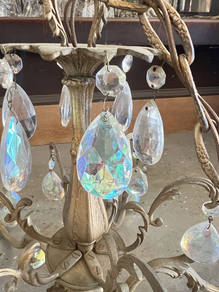 CHANDELIER W/ IRIDESCENT PRISIMS