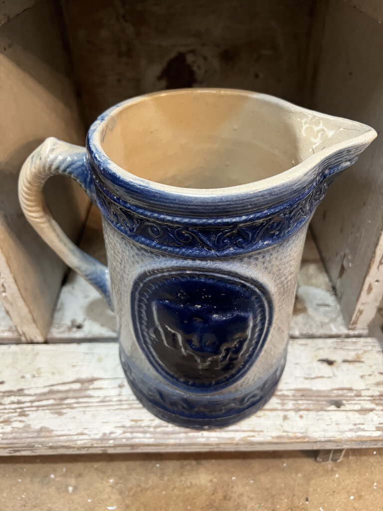 VINTAGE SALT GLAZE PITCHER WITH COWS