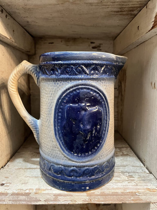 VINTAGE SALT GLAZE PITCHER WITH COWS