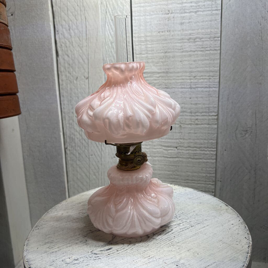 VINTAGE SATIN GLASS HURRICANE LAMP