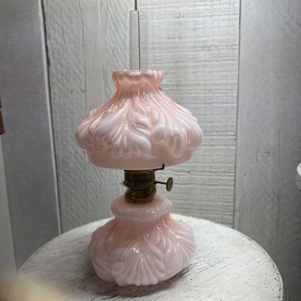 VINTAGE SATIN GLASS HURRICANE LAMP