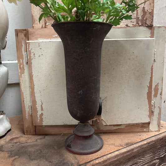 RUSTY TIN FOOTED URN